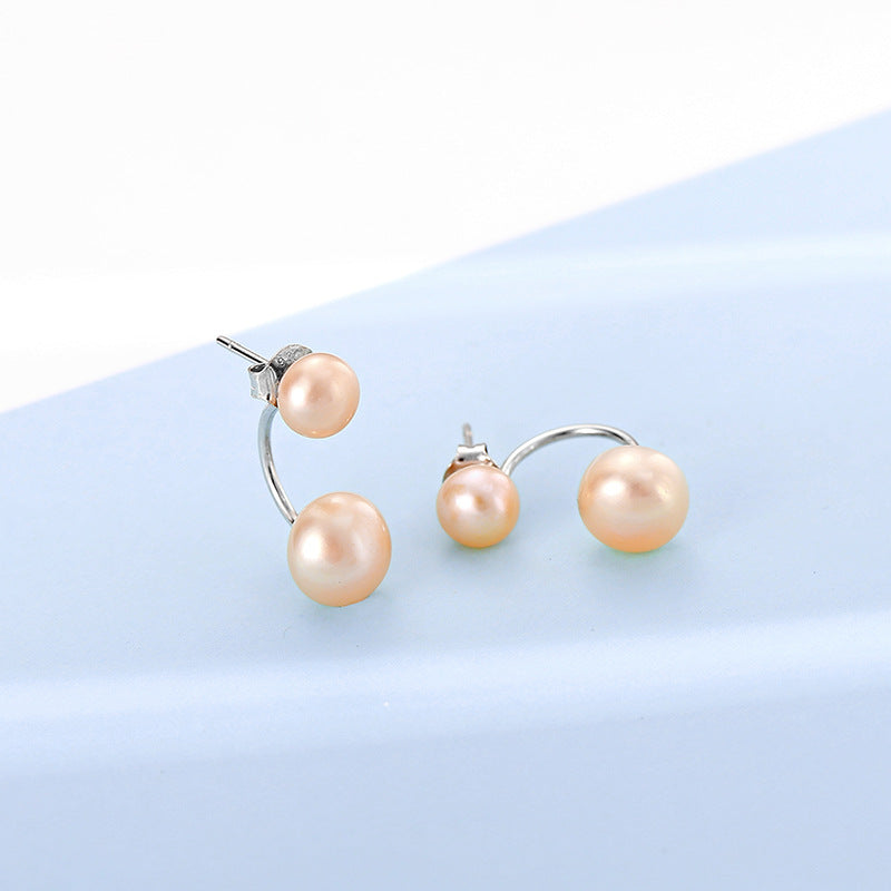 2 pearl earrings Champgne real pearl earrings