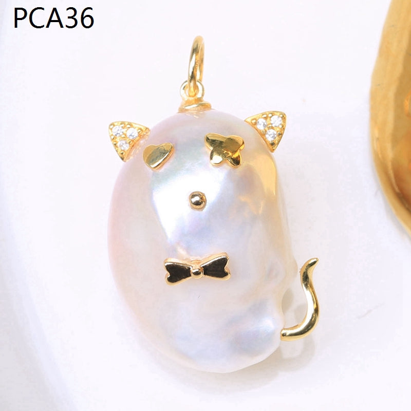 Lindo collar con colgante de perlas barrocas grandes para niños en oro de 14 k sobre plata de ley (16-18 mm)