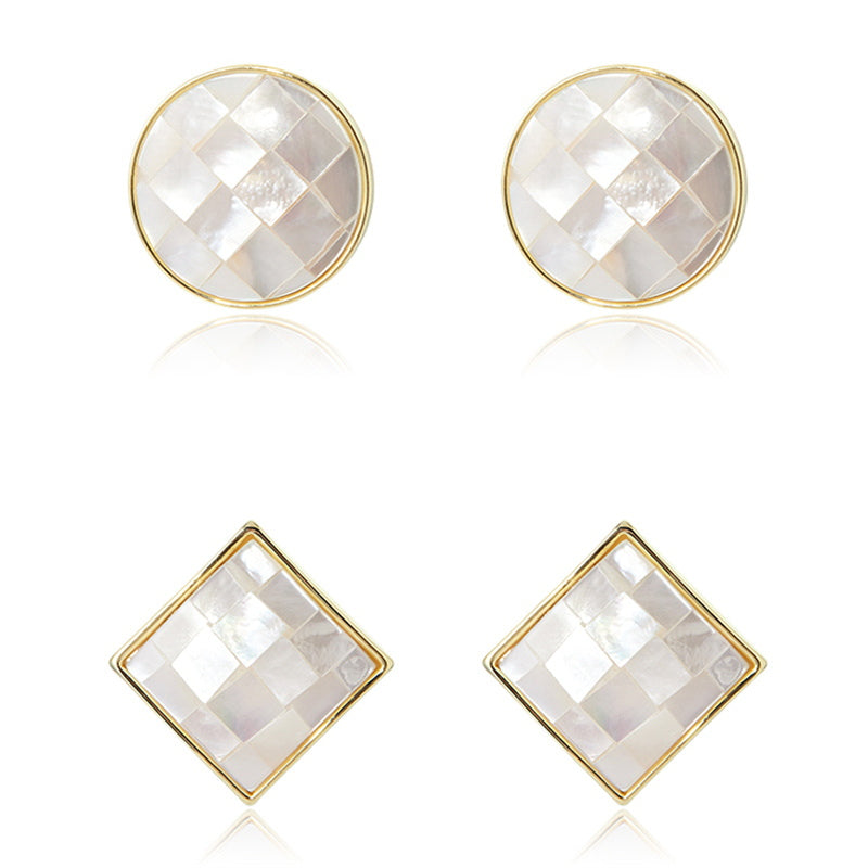 Mother of Pearl Earrings | Gold Earrings for Women | Gold Mother of Pearl Earrings with Sterling Silver Pins