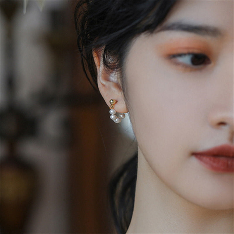 Pearl Hoop Earrings | Real Pearl Earrings | Freshwater Pearl Earrings for Pierced and Non Pierced Ear