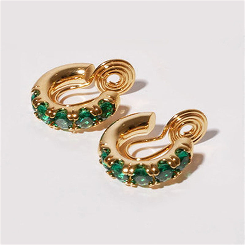 Crystal Clip on Hoop Earrings | Non Pierced Earrings | Clip on Earrings for Women in 18K Gold Plated