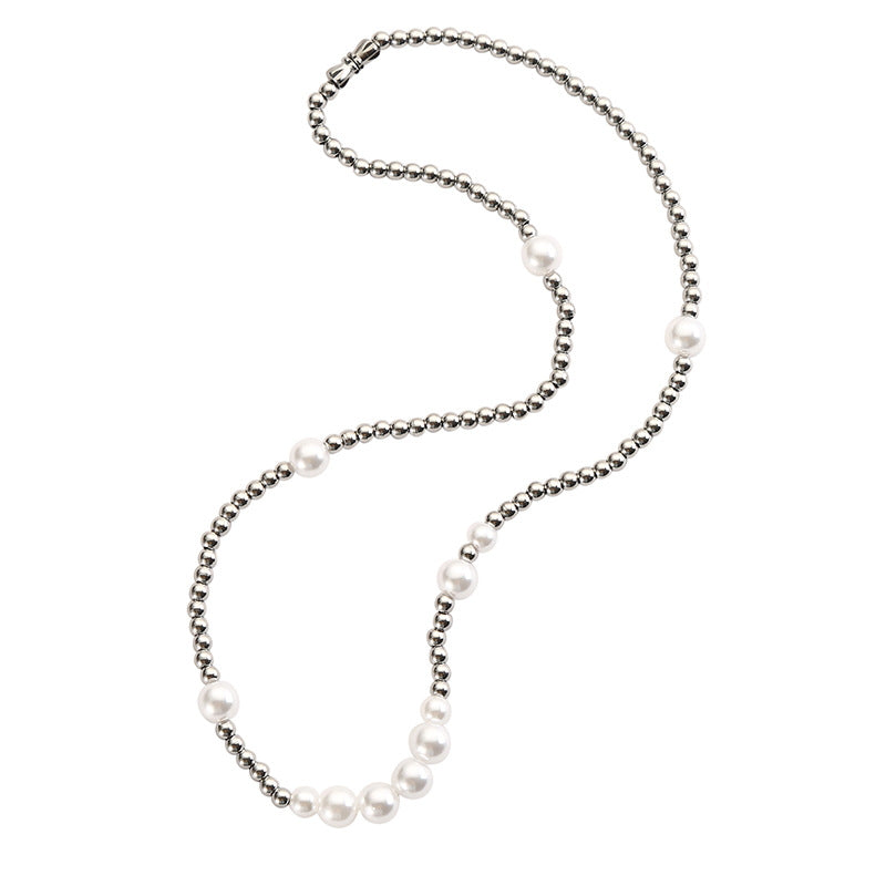 Mens Steel and Pearl Necklace | Mens Pearl Necklace | Pearl Necklace Gift for Men