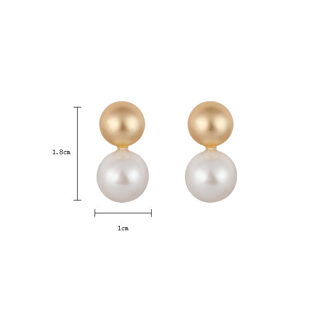 Double Real Pearl Stud Earrings | Pearl Drop Earrings | Freshwater Baroque Pearl Earrings with Sterling Silver Pins