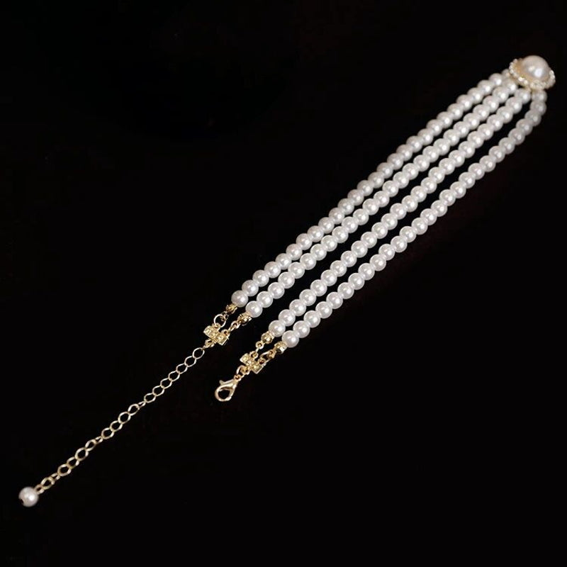 Vintage Pearl Wedding Jewelry Sets | Multi Strand Pearl Necklace | Large Pearl Stud Earrings for Women