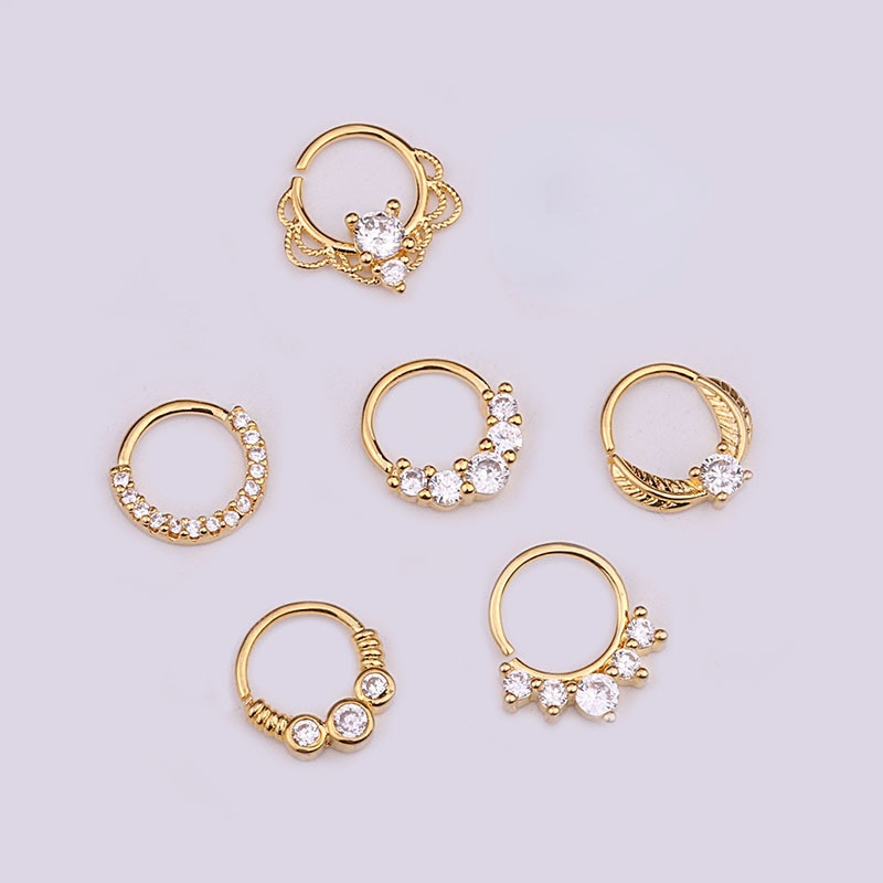 20G Titanium 20G CNC Pave Clicker Ring - Nose, Cartilage, Earlobe