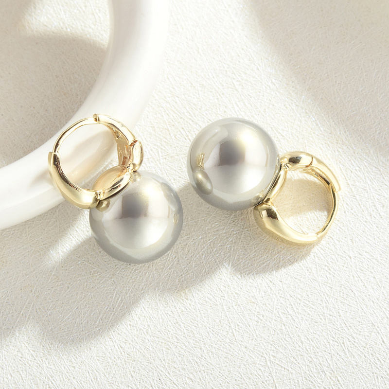 New Elegant Pearl Earrings 14mm Big Pearl Drop Earrings for Women in 14K Gold Plated Clasp (White, Champagne and Grey Available)
