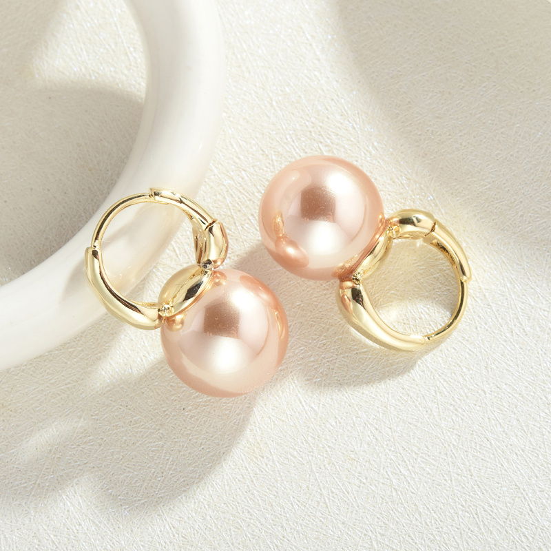 New Elegant Pearl Earrings 14mm Big Pearl Drop Earrings for Women in 14K Gold Plated Clasp (White, Champagne and Grey Available)