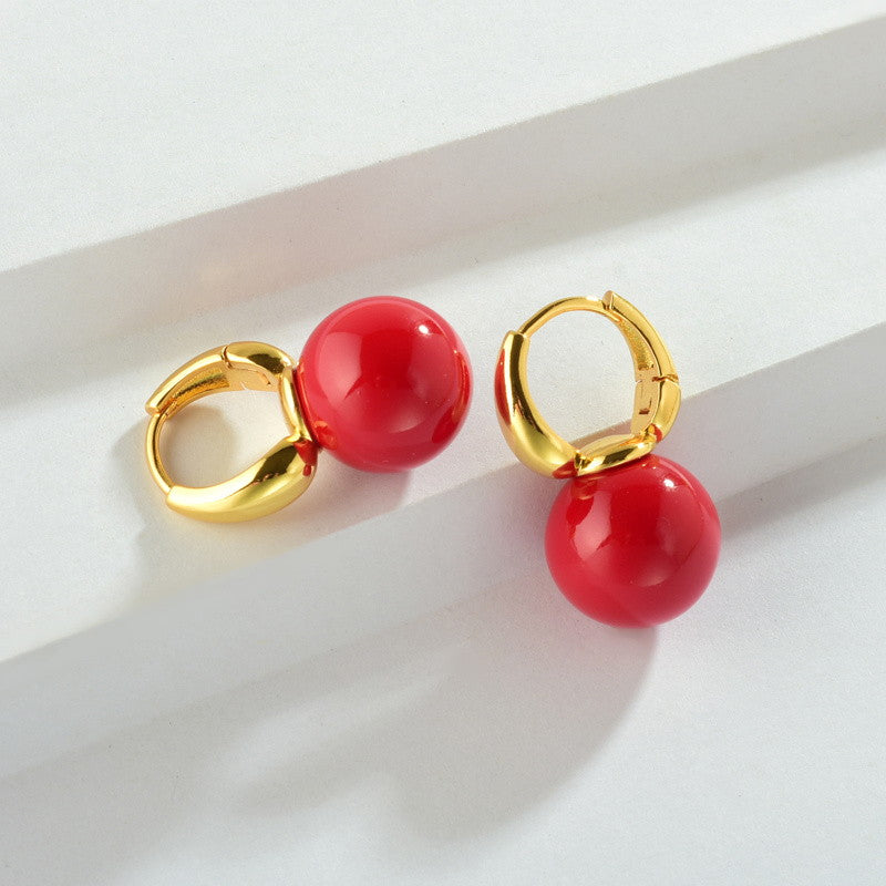 New Elegant Pearl Earrings 14mm Big Pearl Drop Earrings for Women in 14K Gold Plated Clasp (White, Champagne and Grey Available)