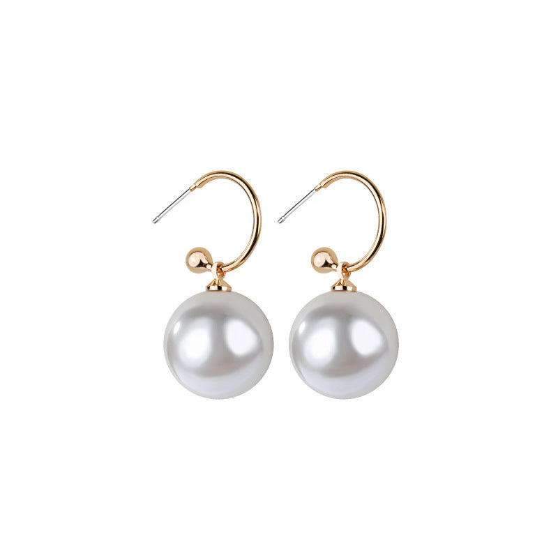 large pearl earrings white