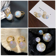 Summer Must-have 14mm Big Opal Drop Earrings | Moonstone Earrings with 14K Gold Plated Clasp