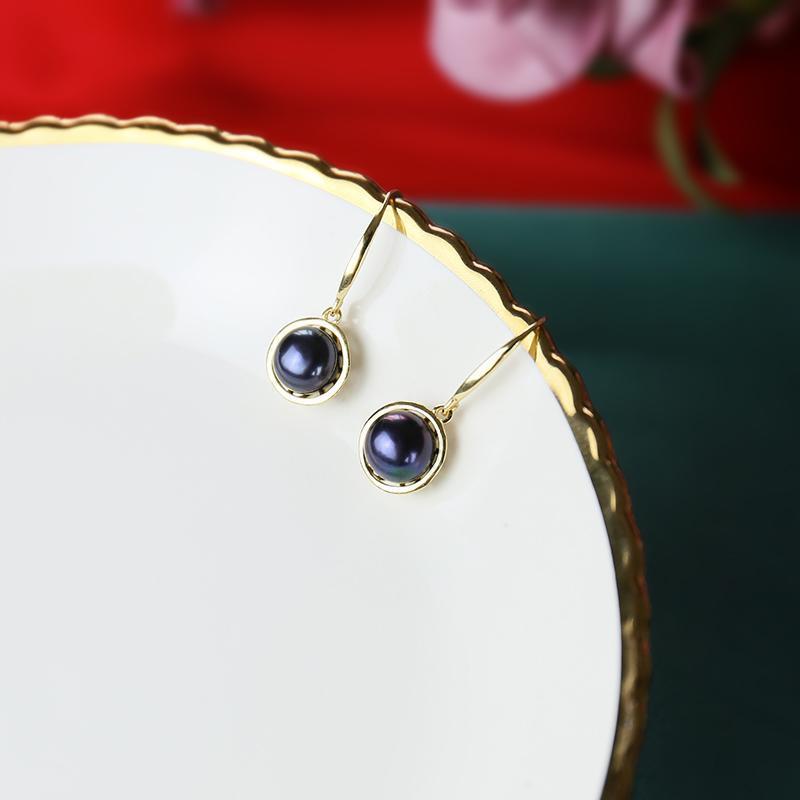 black freshwater pearl earrings | real pearl earrings | shepherd hook earrings