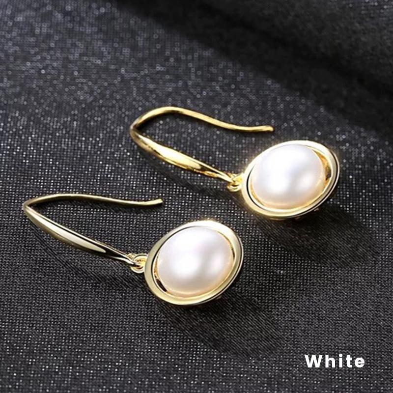white freshwater pearl earrings | real pearl earrings | shepherd hook earrings