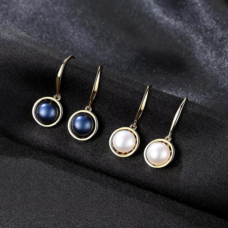 black and white freshwater pearl earrings | real pearl earrings | shepherd hook earrings