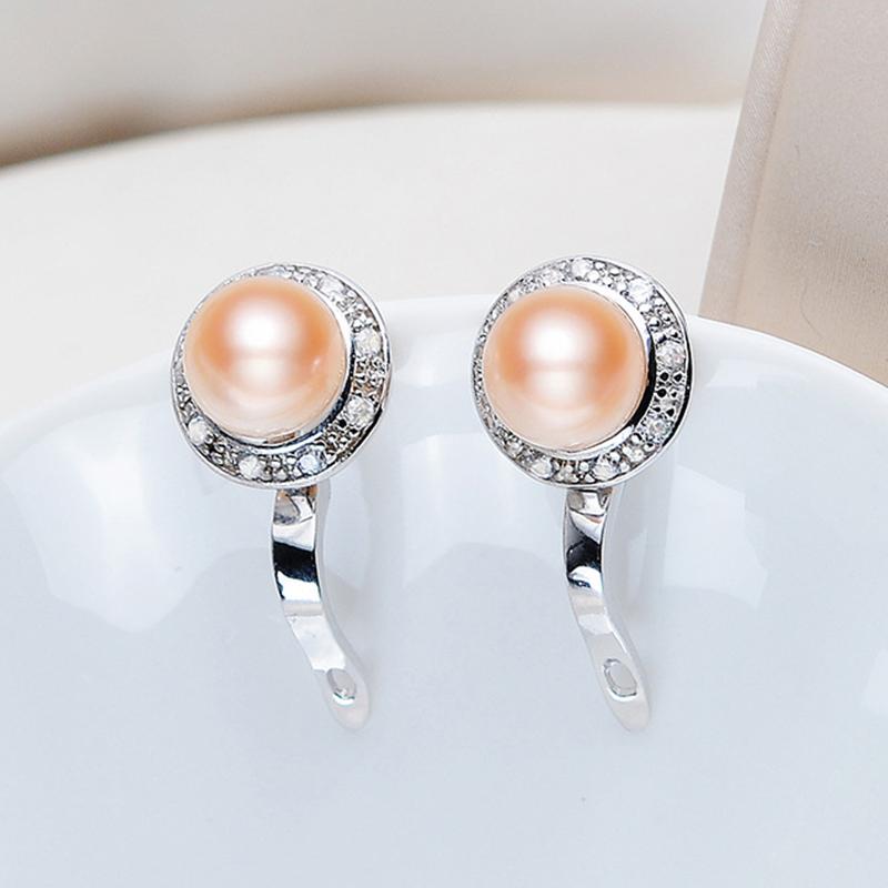 Crystal and pink Pearl Wedding Earrings