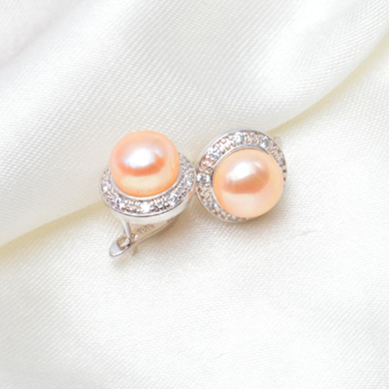 pink Pearl Wedding Earrings
