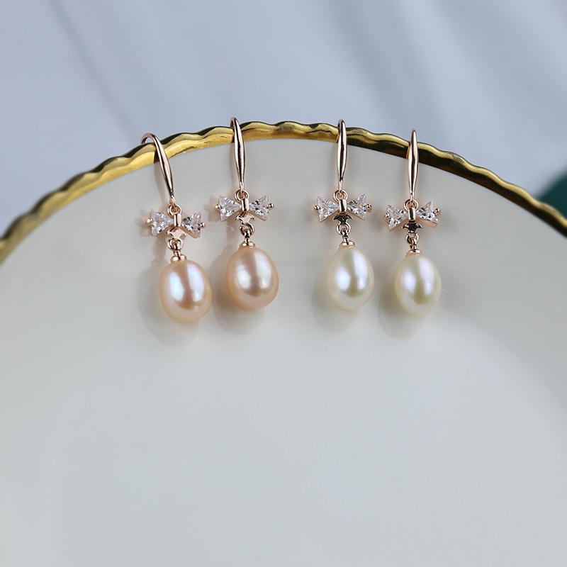 freshwater pearl earrings | shepherd hook earrings | real pearl earrings | oval pearl drop earrings |