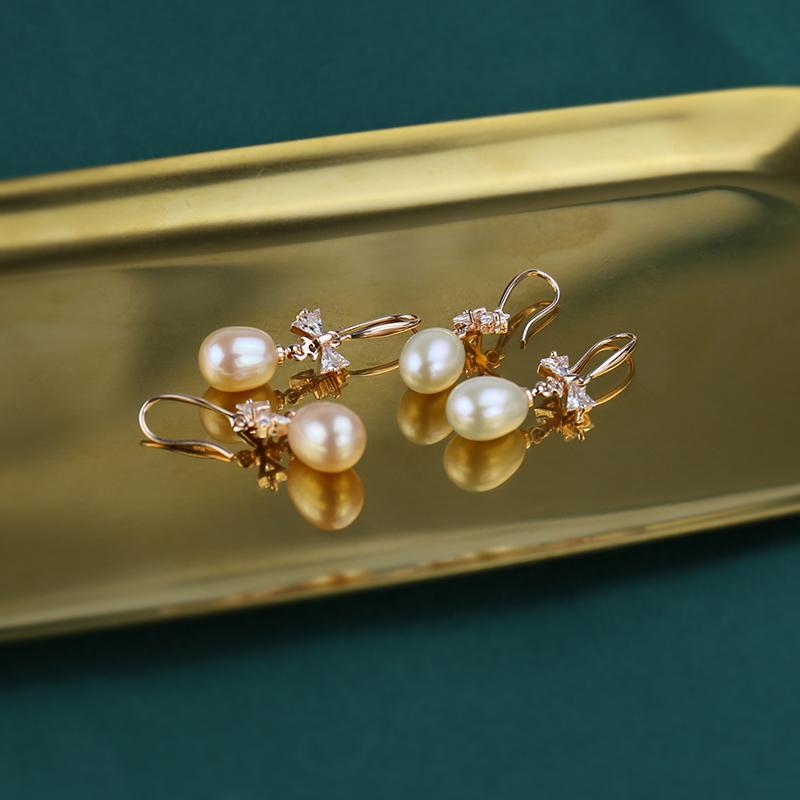 freshwater pearl earrings | shepherd hook earrings | real pearl earrings | oval pearl drop earrings |