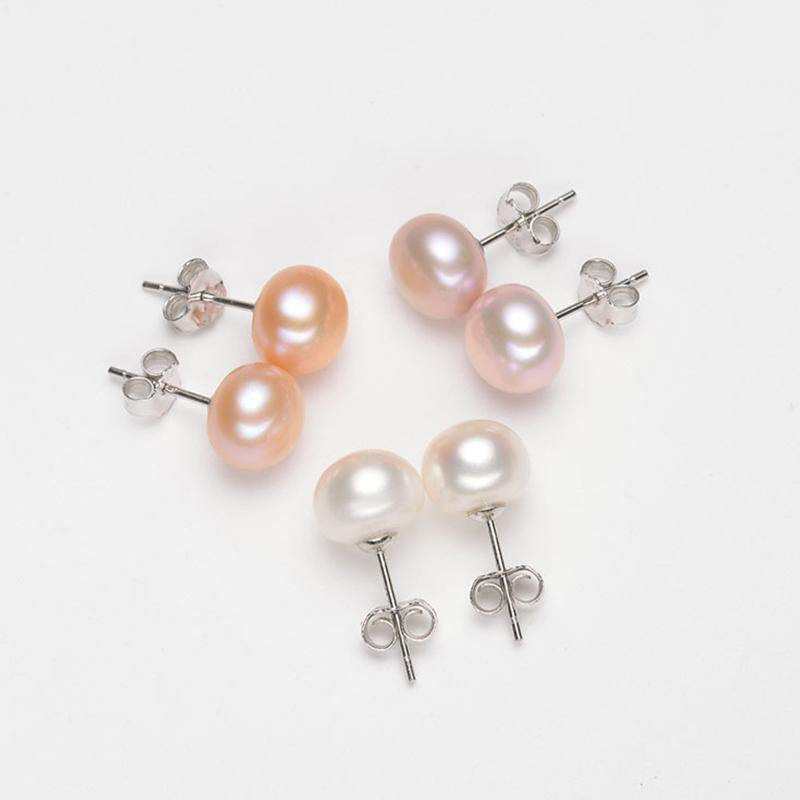 Pendientes con pasador de plata AAAA, juego de 7 pendientes con perlas puras de agua dulce