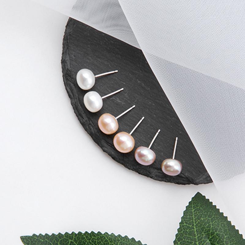 Pendientes con pasador de plata AAAA, juego de 7 pendientes con perlas puras de agua dulce