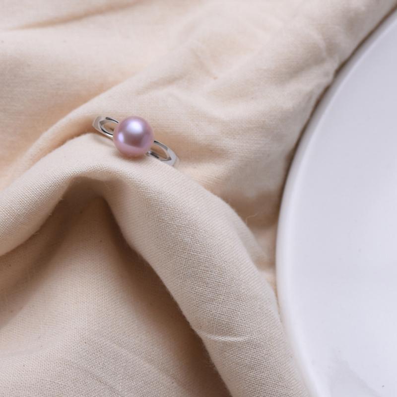 8-9 mm Single Real Pearl Ring | Freshwater Pearl Ring in Sterling Silver with Adjustable Size
