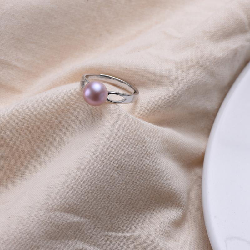 8-9 mm Single Real Pearl Ring | Freshwater Pearl Ring in Sterling Silver with Adjustable Size