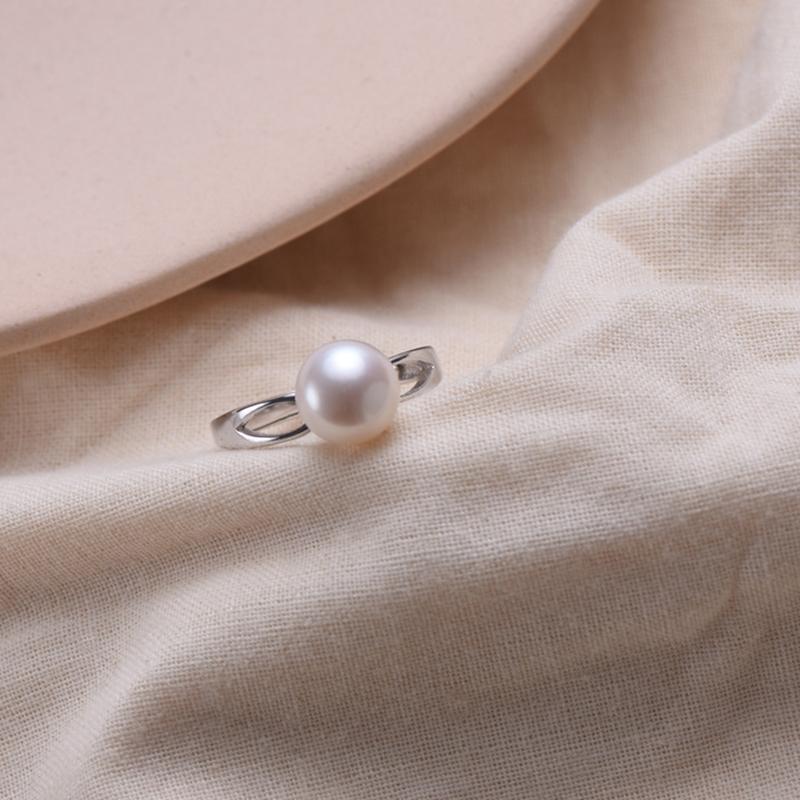 8-9 mm Single Real Pearl Ring | Freshwater Pearl Ring in Sterling Silver with Adjustable Size