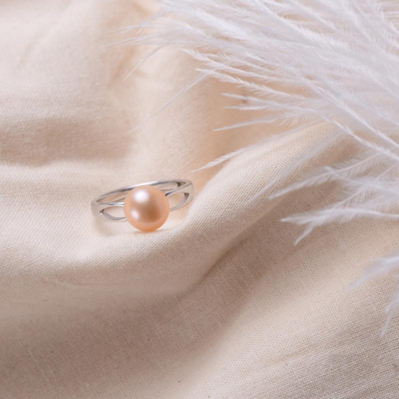 8-9 mm Single Real Pearl Ring | Freshwater Pearl Ring in Sterling Silver with Adjustable Size