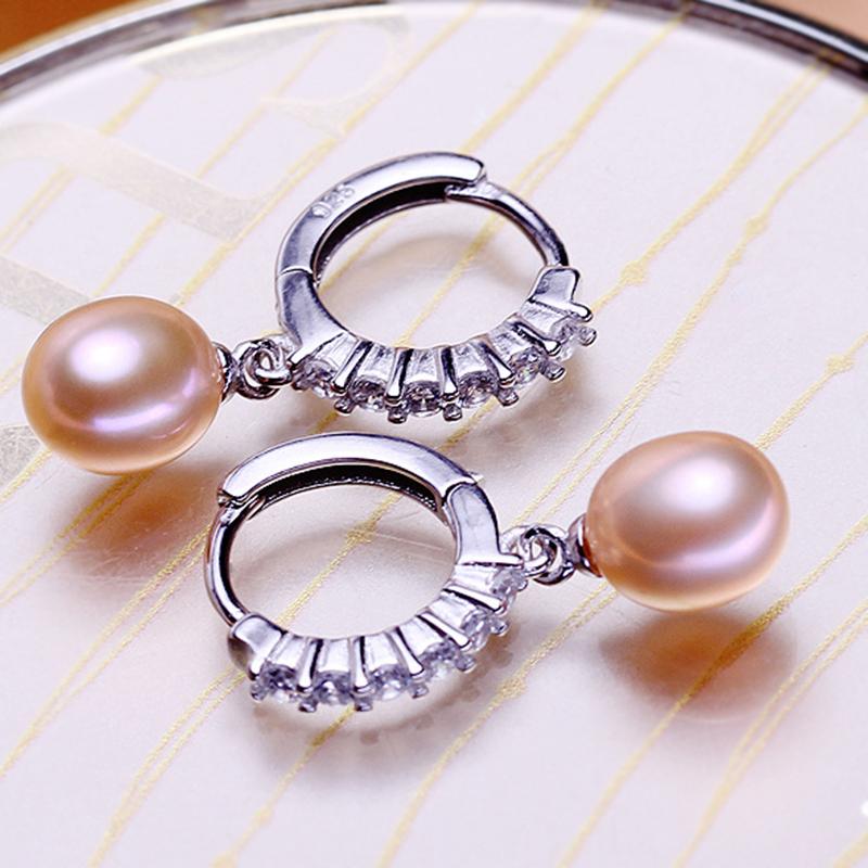 pink real pearl earrings