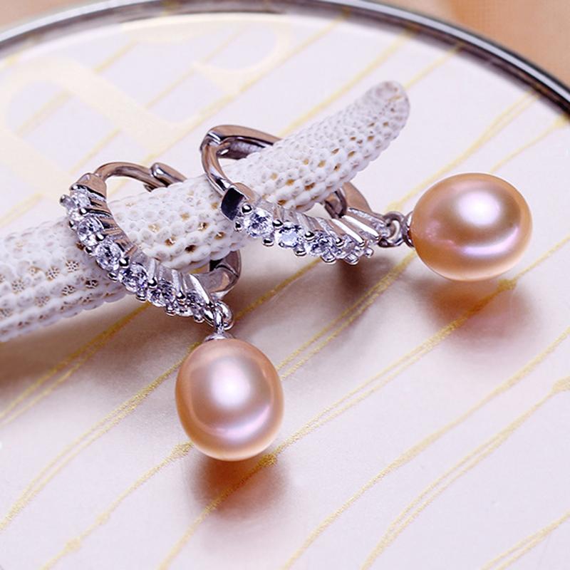 pink Pearl Drop Hoop Earrings huge tomato