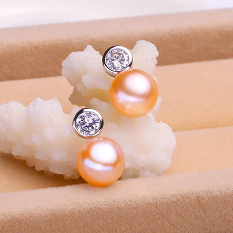 AAA Pearl Diamond Earrings | Real Pearl Drop Earrings in 14K Gold and Silver Clasps (8-9mm)