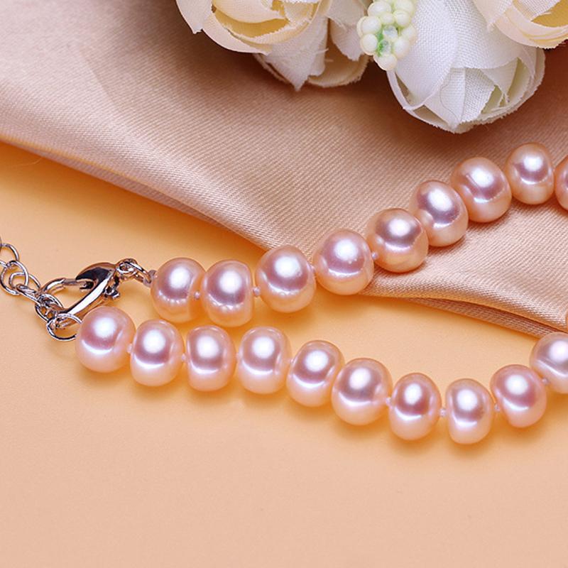7-8mm Freshwater Pearl Bracelet in Sterling Silver Clasp (White, Pink, Purple Pearl, Adjustable Length)