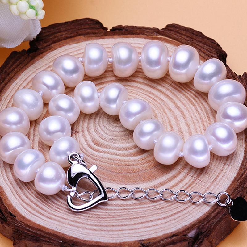 7-8mm Freshwater Pearl Bracelet in Sterling Silver Clasp (White, Pink, Purple Pearl, Adjustable Length)