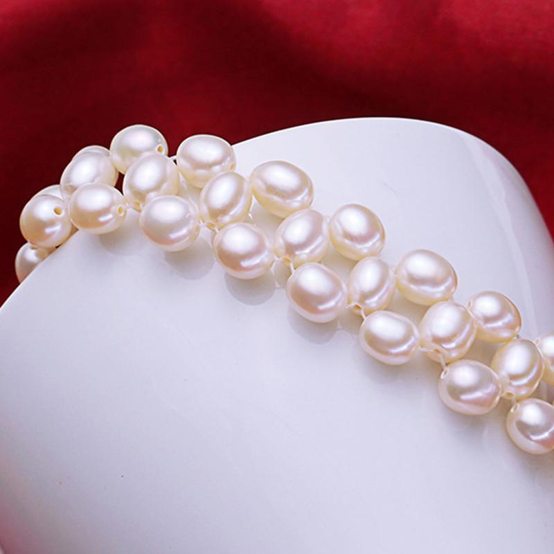 8-9 mm Cultured Freshwater Multi Strand Pearl Pendant Necklace with Sterling Silver