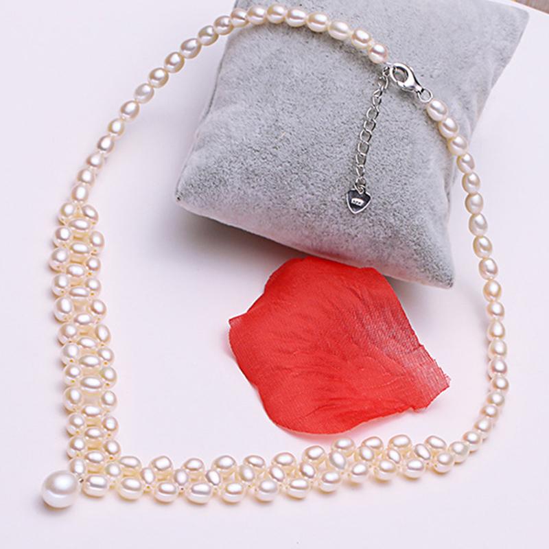 8-9 mm Cultured Freshwater Multi Strand Pearl Pendant Necklace with Sterling Silver