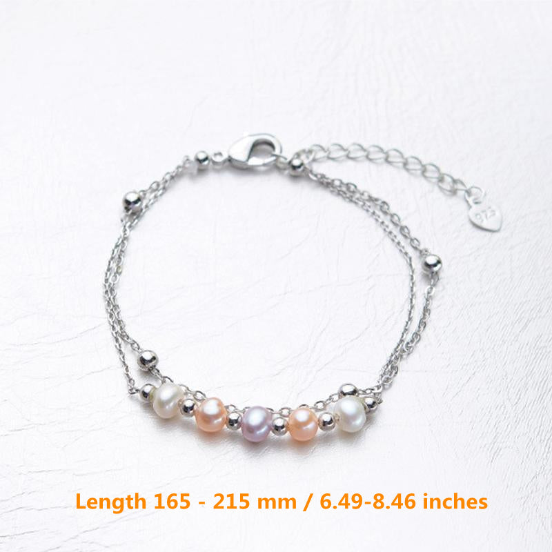 7-8mm Cultured Pearl Double Strand Bracelet in Sterling Silver