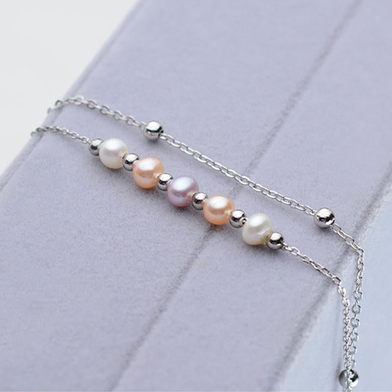 7-8mm Cultured Pearl Double Strand Bracelet in Sterling Silver