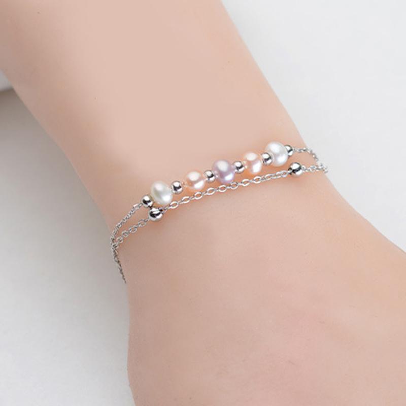 7-8mm Cultured Pearl Double Strand Bracelet in Sterling Silver