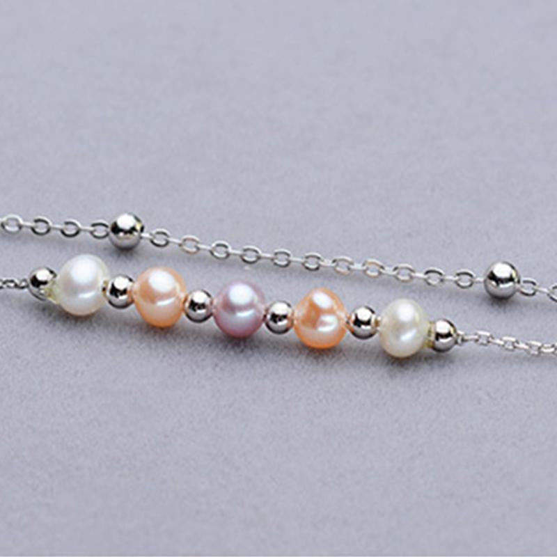 7-8mm Cultured Pearl Double Strand Bracelet in Sterling Silver