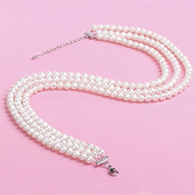 Pearl Pendant Necklace | Multi Strand Freshwater Pearl Necklace | White Gold Dainty Pearl Necklace Designs