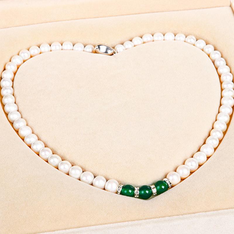 Real Pearl Pendant Necklace | Green Jade Dainty Freshwater Pearl Necklace Bracelet And Earrings Pearl Jewellery Set