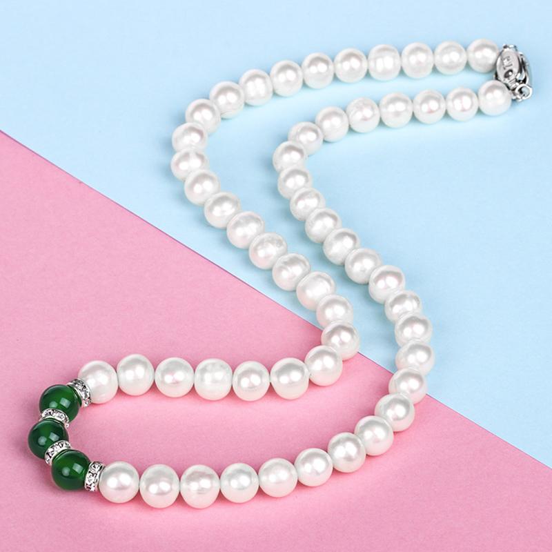 Real Pearl Pendant Necklace | Green Jade Dainty Freshwater Pearl Necklace Bracelet And Earrings Pearl Jewellery Set