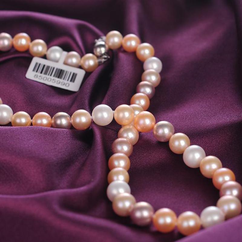 AAA Freshwater Pearl Necklace 9-10mm Multicolor Pearl Strand Necklace with Sterling Silver Clasp