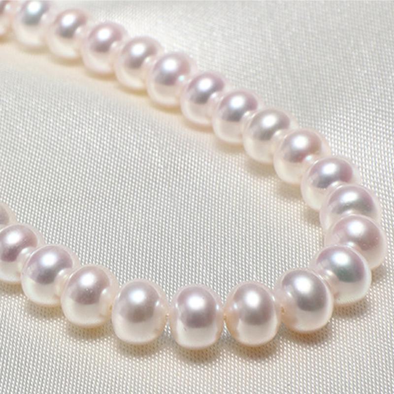 9-10mm Big AAAA Cultured Freshwater Pearl Necklace | High Luster Round Real Pearl Necklace in Sterling Silver