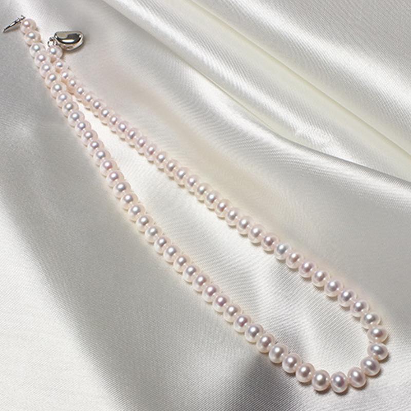 9-10mm Big AAAA Cultured Freshwater Pearl Necklace | High Luster Round Real Pearl Necklace in Sterling Silver