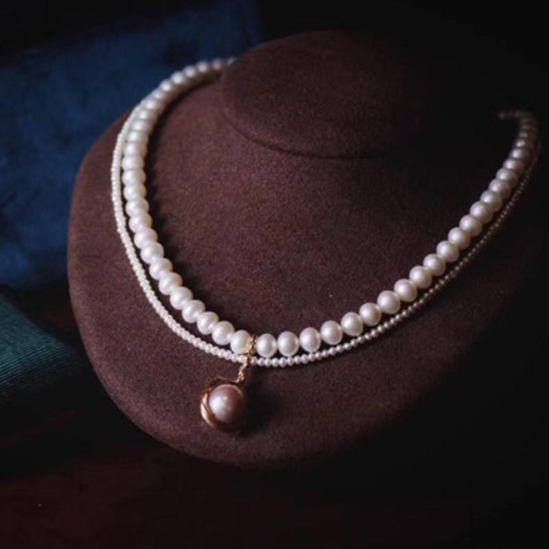 Pearl Pendant Necklace Gold | Multi Strand Freshwater Pearl Necklace Designs | Teardrop Dainty Pearl Necklaces