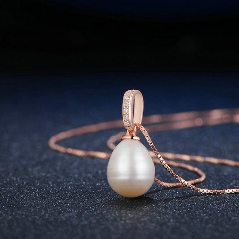 8-9mm White Freshwater Pearl and Diamond Pendant Necklace with Gold and Silver Chain