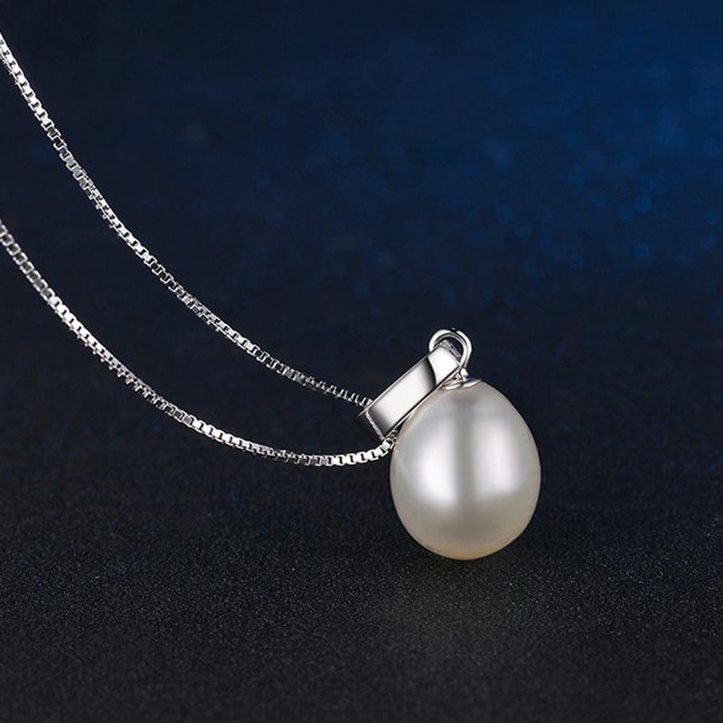 8-9mm White Freshwater Pearl and Diamond Pendant Necklace with Gold and Silver Chain