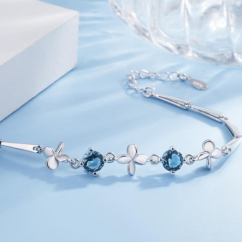 Ice Blue Crystal and S925 Silver Bracelet 3 Color Available