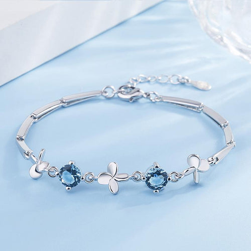 Ice Blue Crystal and S925 Silver Bracelet 3 Color Available