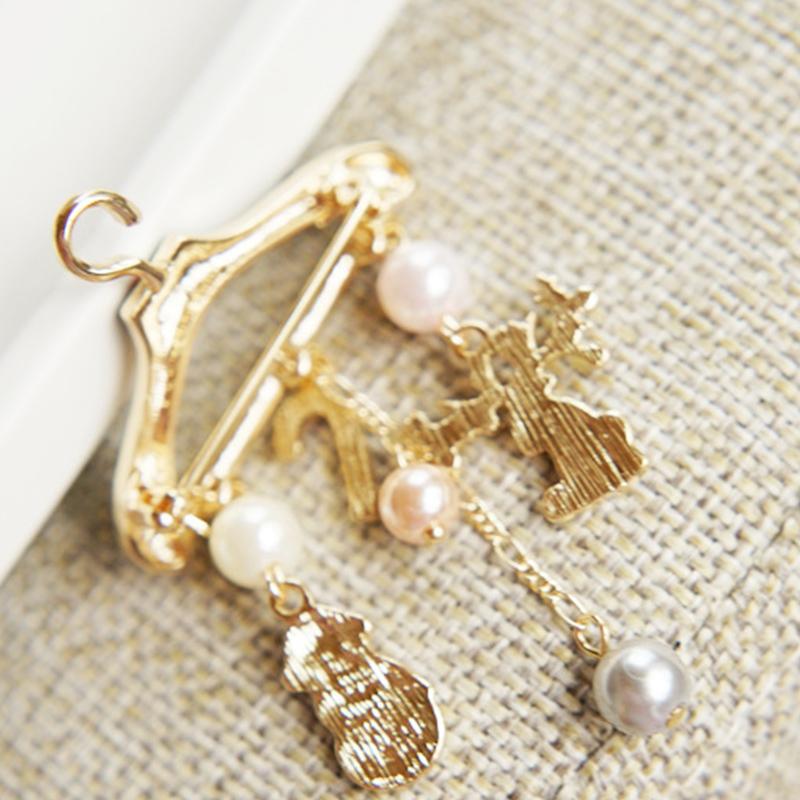 Christmas Brooch Pin Colorful Snowman Elk Pearl Brooch Christmas Jewelry Gift